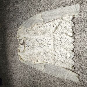 Sheer Cream/Ivory Lace Lucky Brand  Blouse